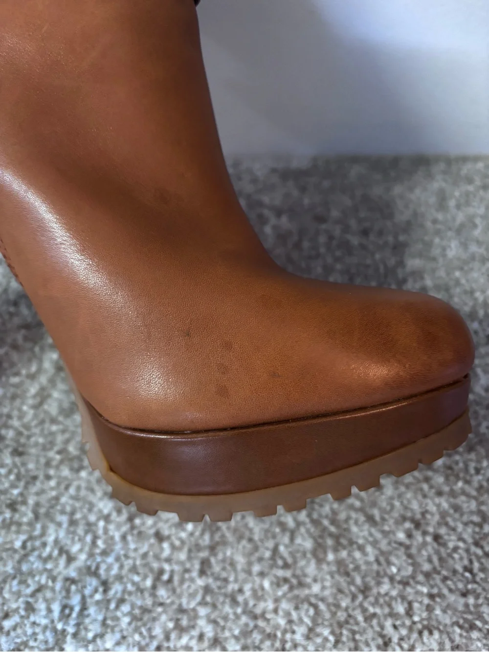 Gianni Bini Fayette O-Ring Buckle Leather Boots Cognac EUC Size 7